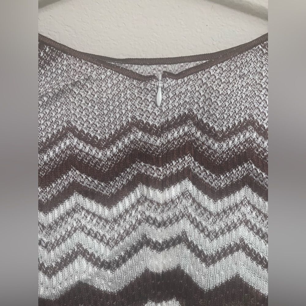 Missoni Zigzag Jacquard Long sleeves Mini Dress Brown & White SZ 10US/46EU - Picture 7 of 15